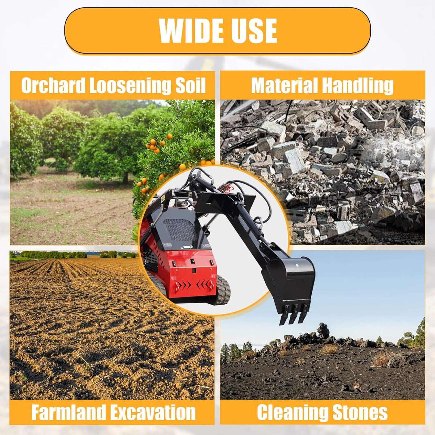 Heavy-Duty Skid Steer Fronthoe Attachment With 12-Inch Bucket (SAK95724)
