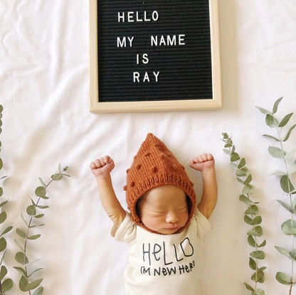Hello I'm New Here Organic Baby Bodysuit
