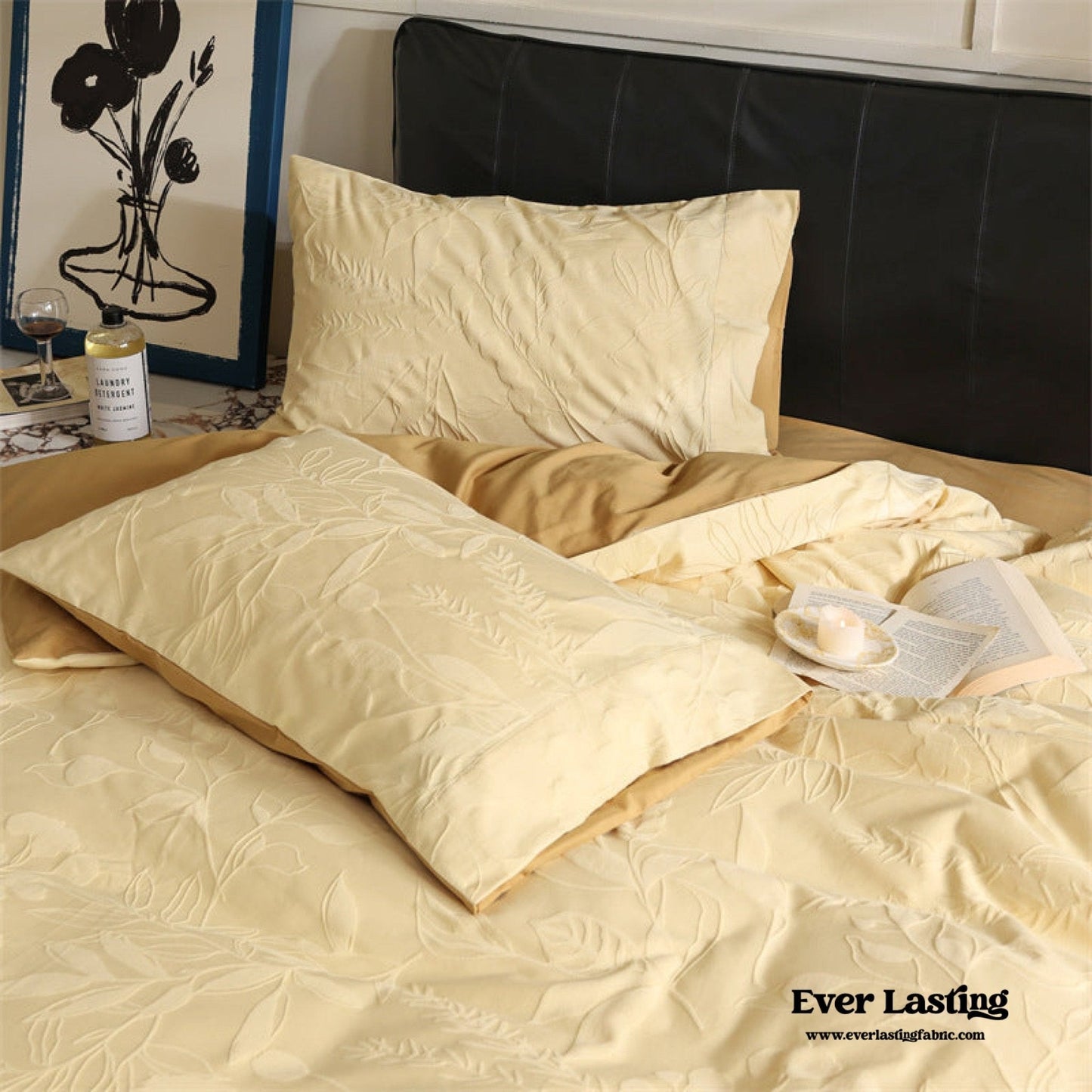 Hidden Garden Jacquard Floral Bedding Set / Moss Green