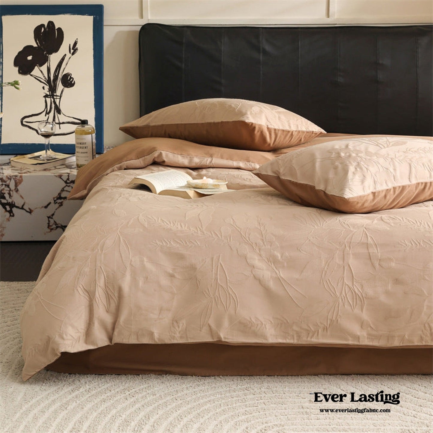 Hidden Garden Jacquard Floral Bedding Set / Moss Green