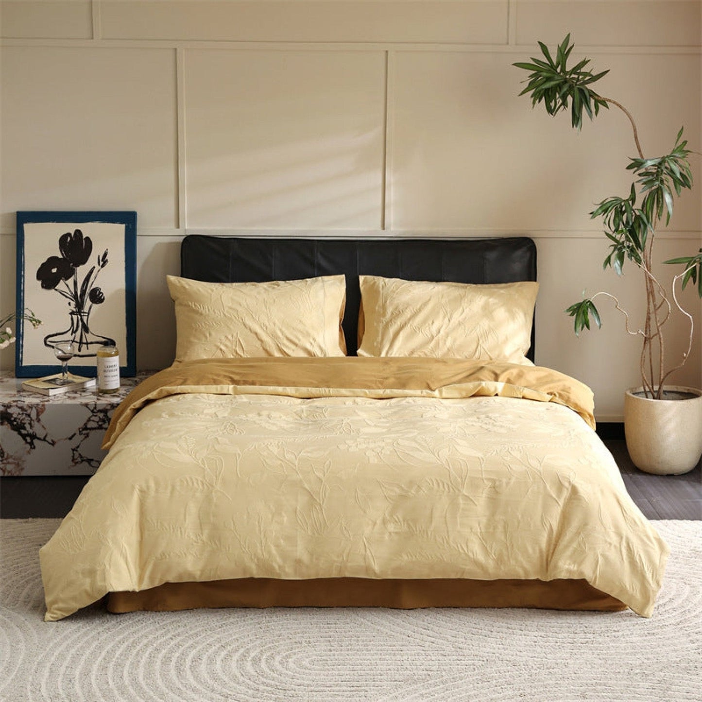 Hidden Garden Jacquard Floral Bedding Set / Moss Green