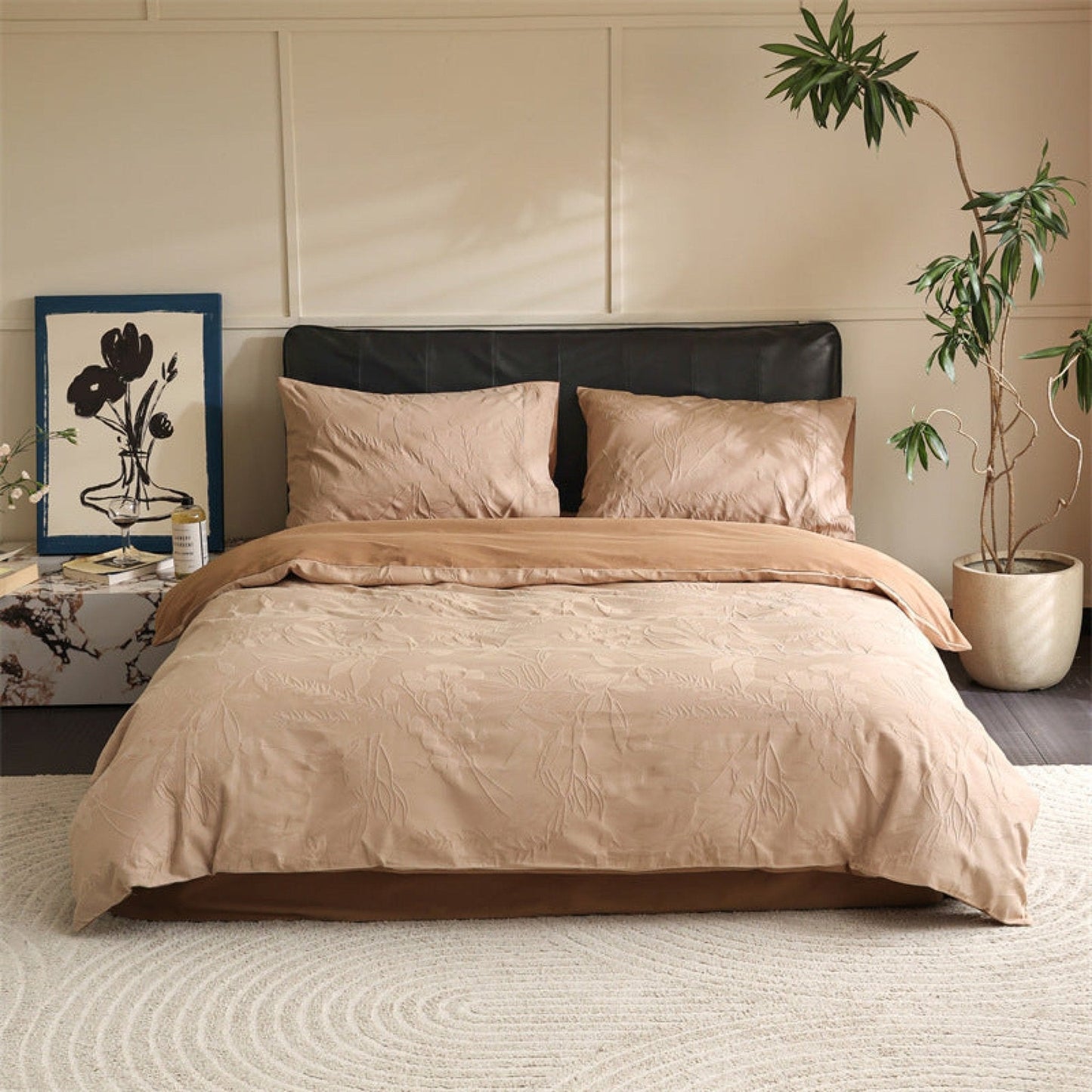 Hidden Garden Jacquard Floral Bedding Set / Moss Green