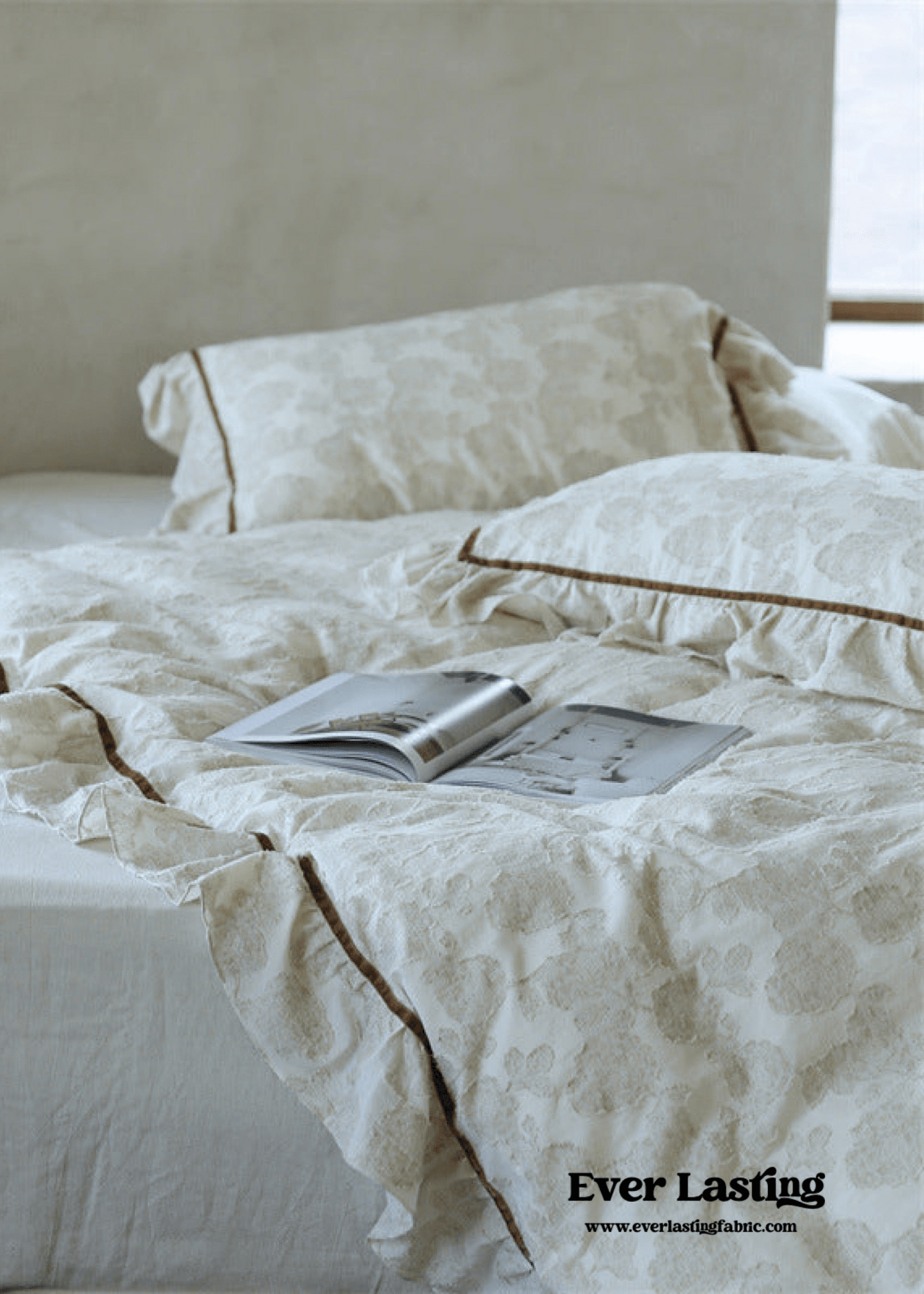 Hidden Garden Linen Cotton Floral Ruffle Bedding Set