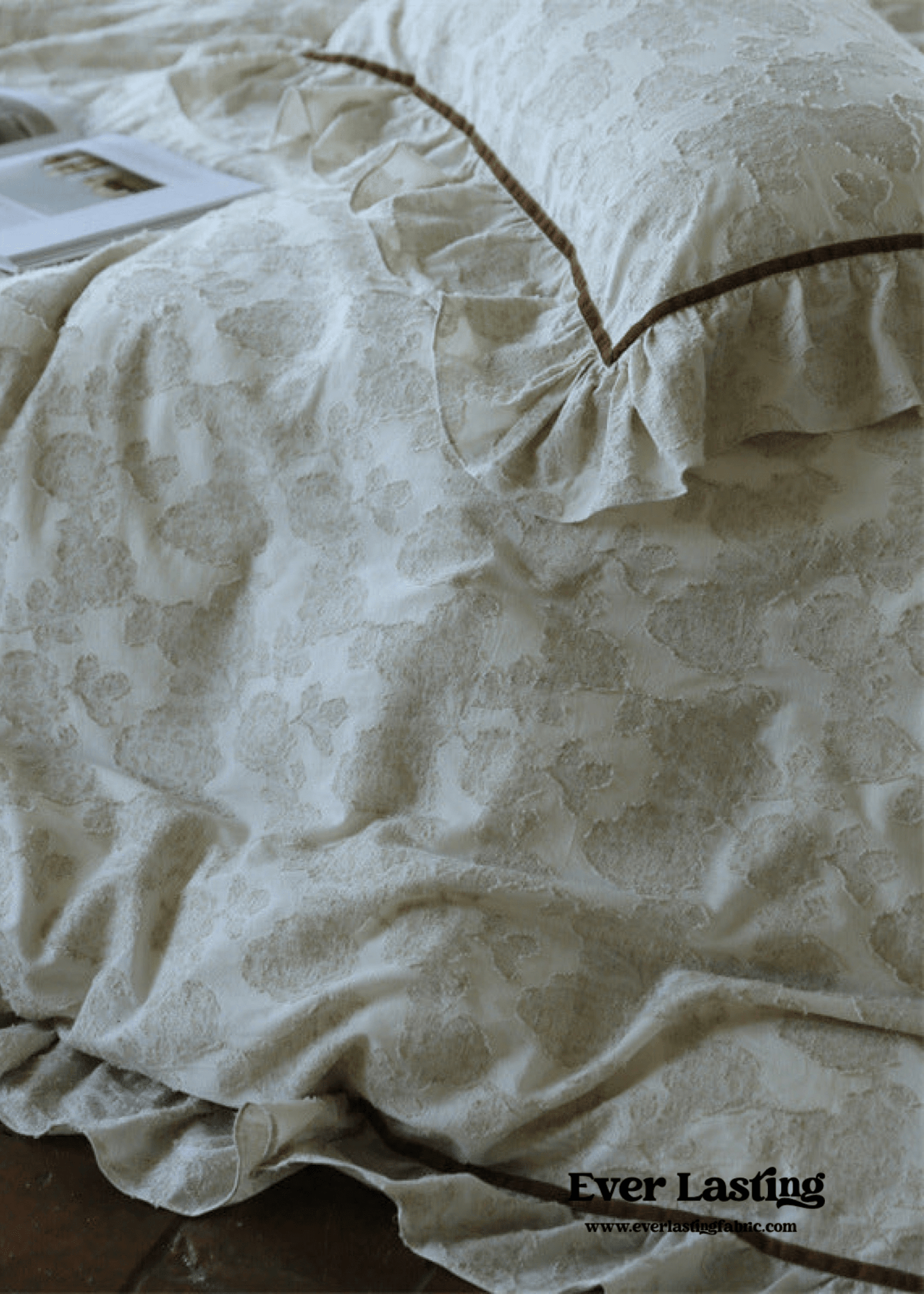 Hidden Garden Linen Cotton Floral Ruffle Bedding Set