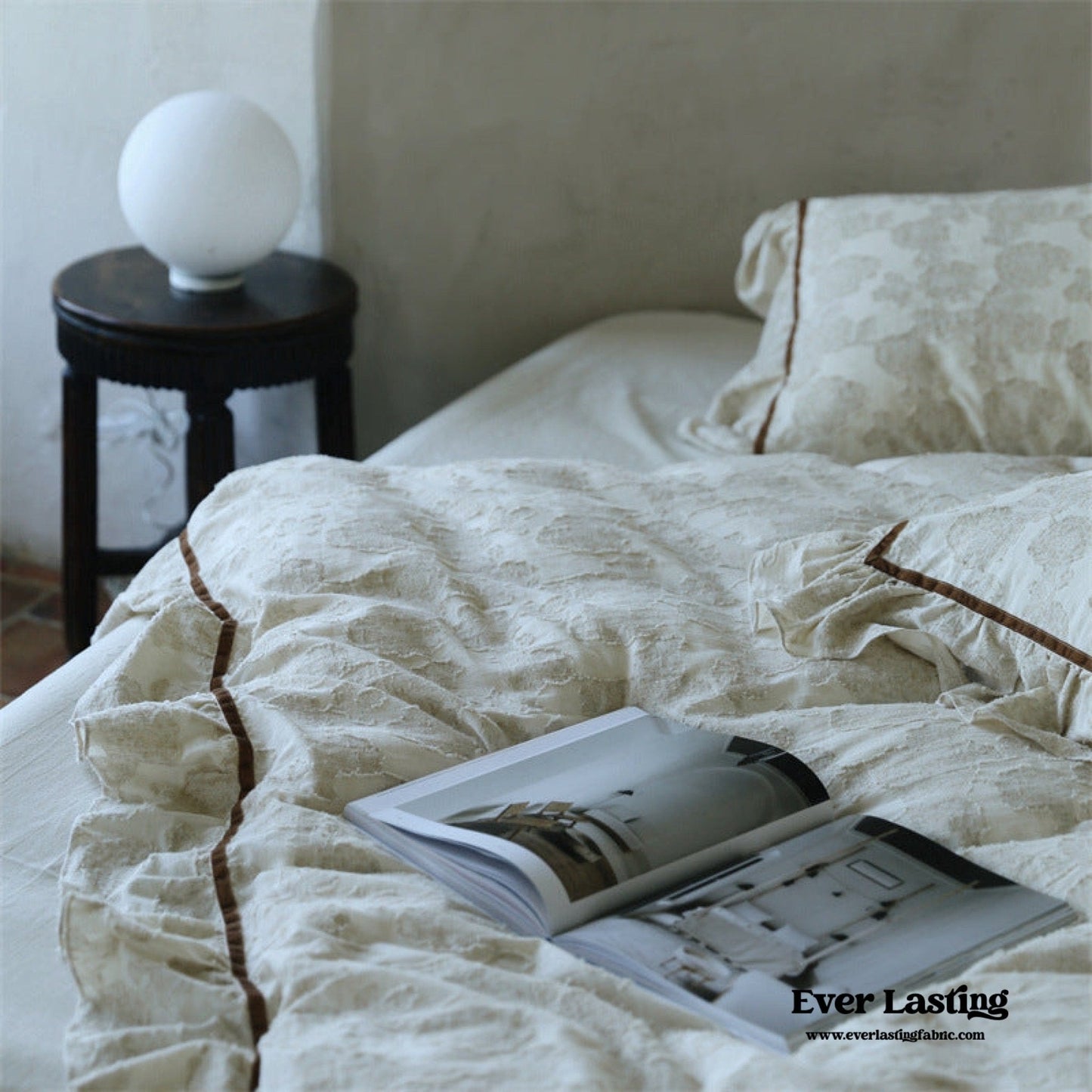 Hidden Garden Linen Cotton Floral Ruffle Bedding Set