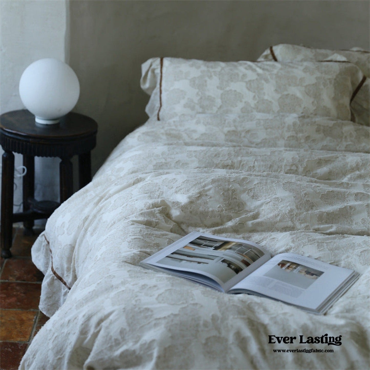 Hidden Garden Linen Cotton Floral Ruffle Bedding Set
