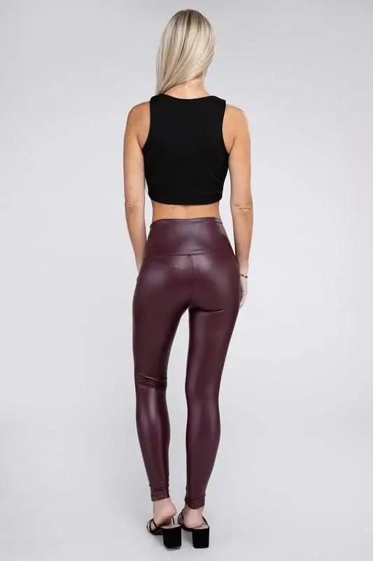 ZENANA High Rise Faux Leather Leggings for Women
