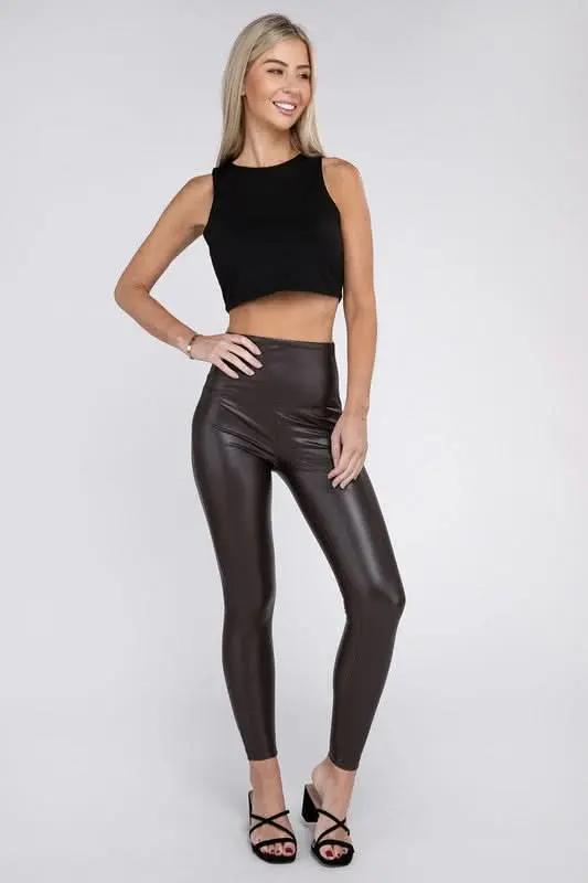 ZENANA High Rise Faux Leather Leggings for Women