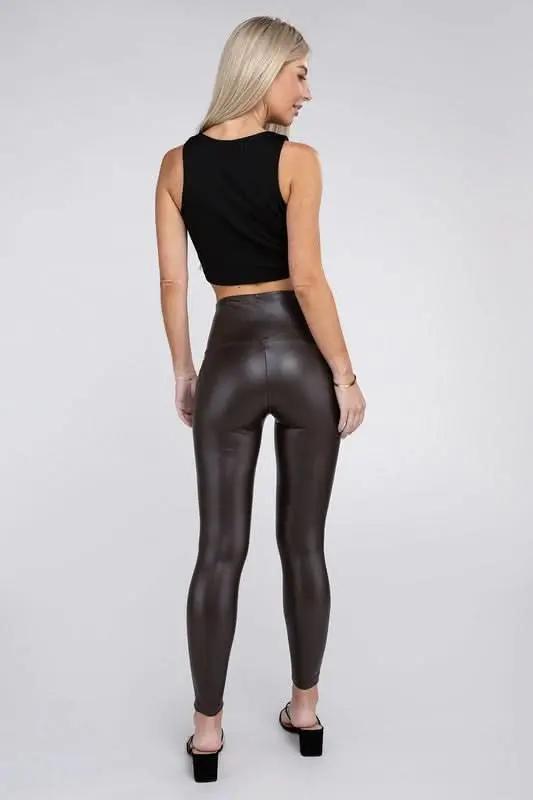 ZENANA High Rise Faux Leather Leggings for Women