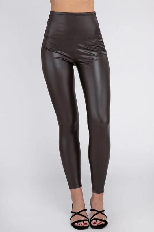 ZENANA High Rise Faux Leather Leggings for Women