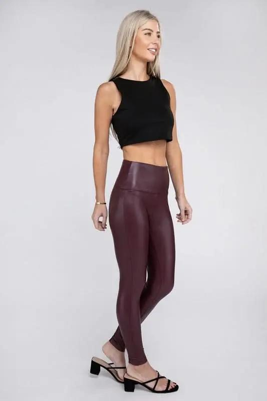 ZENANA High Rise Faux Leather Leggings for Women