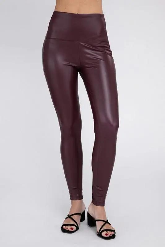 ZENANA High Rise Faux Leather Leggings for Women