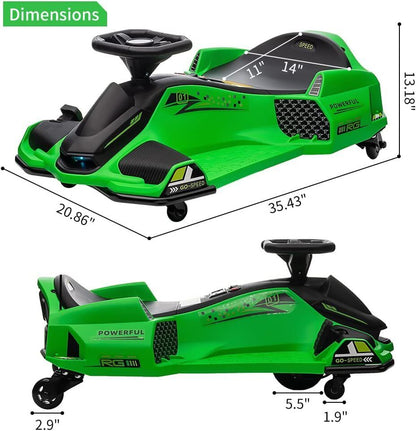 High-Speed Drift Ride-On Car for Kids with Music and LED Lights - 24V