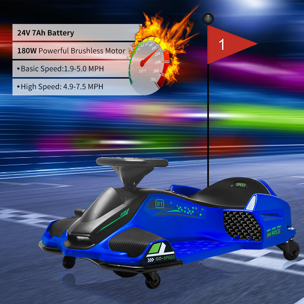 High-Speed Drift Ride-On Car for Kids with Music and LED Lights - 24V