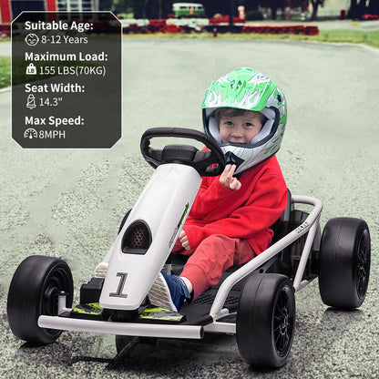 High Speed Drifting Go Kart for Kids with Slow Start Function - 8MPH, 300WX2
