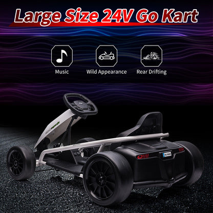 High Speed Drifting Go Kart for Kids with Slow Start Function - 8MPH, 300WX2