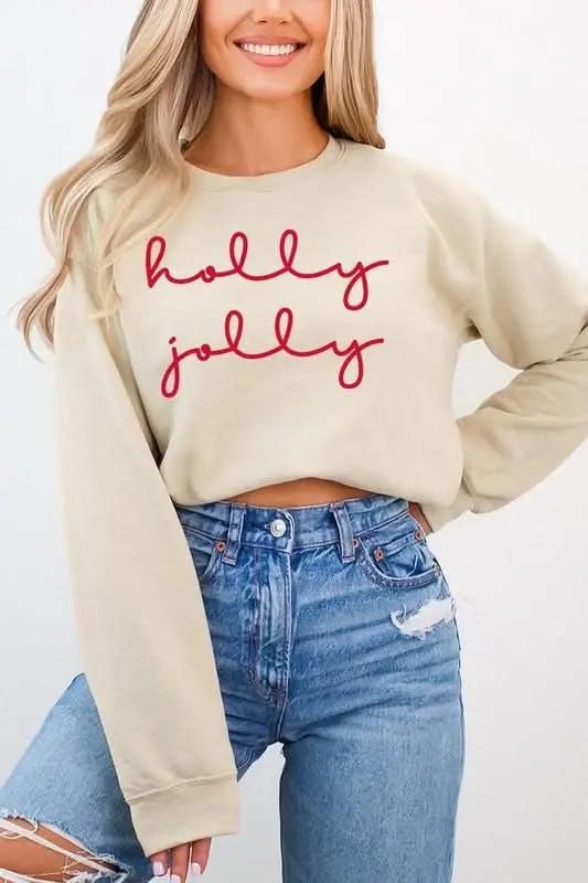 Graphic Fleece Sweatshirt Women's Holiday Pullover Cozy Fit