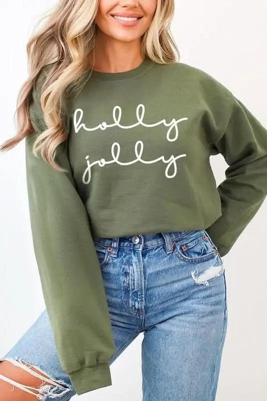 Graphic Fleece Sweatshirt Women's Holiday Pullover Cozy Fit