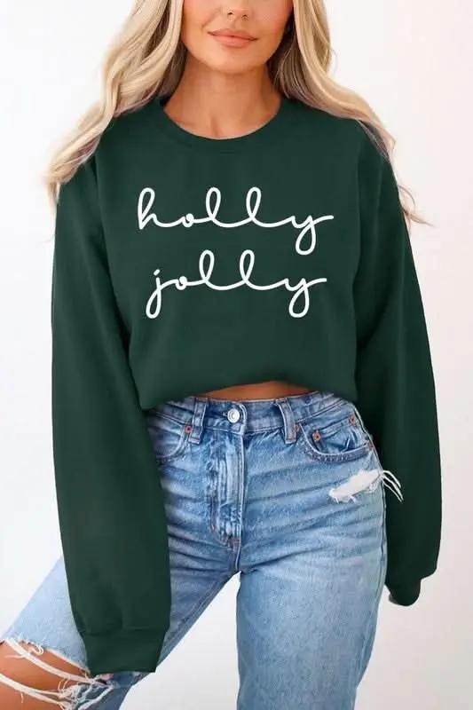 Graphic Fleece Sweatshirt Women's Holiday Pullover Cozy Fit