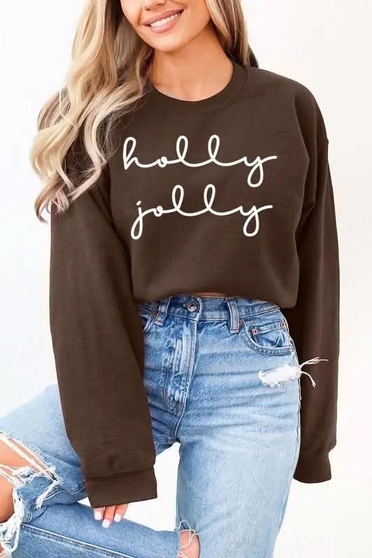 Graphic Fleece Sweatshirt Women's Holiday Pullover Cozy Fit