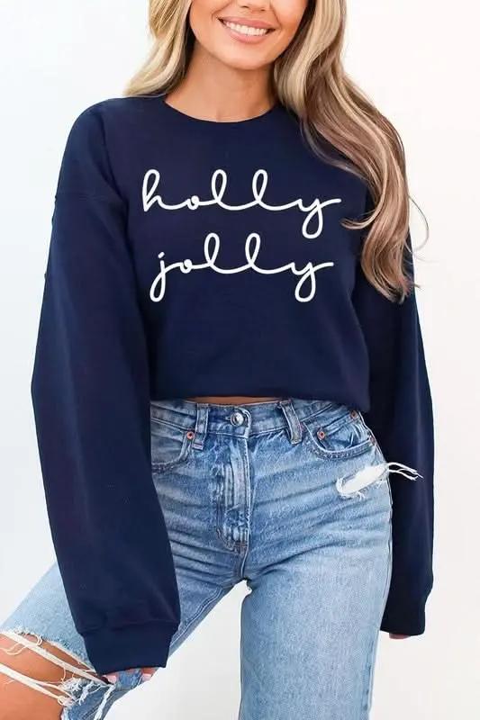 Graphic Fleece Sweatshirt Women's Holiday Pullover Cozy Fit