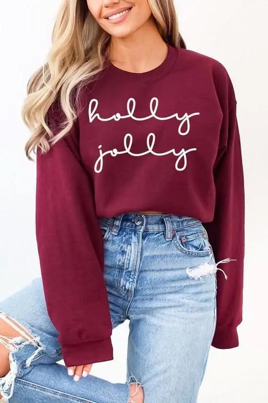 Graphic Fleece Sweatshirt Women's Holiday Pullover Cozy Fit