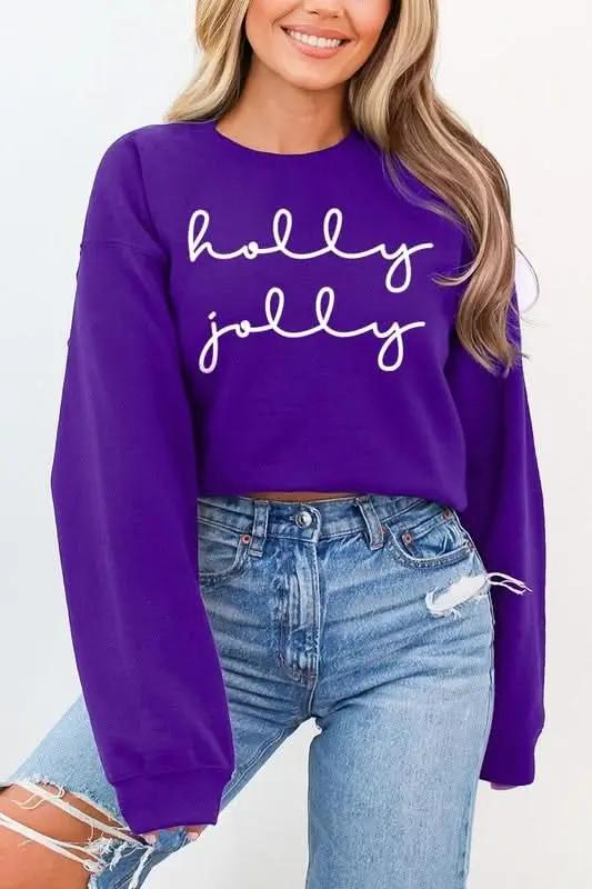 Graphic Fleece Sweatshirt Women's Holiday Pullover Cozy Fit