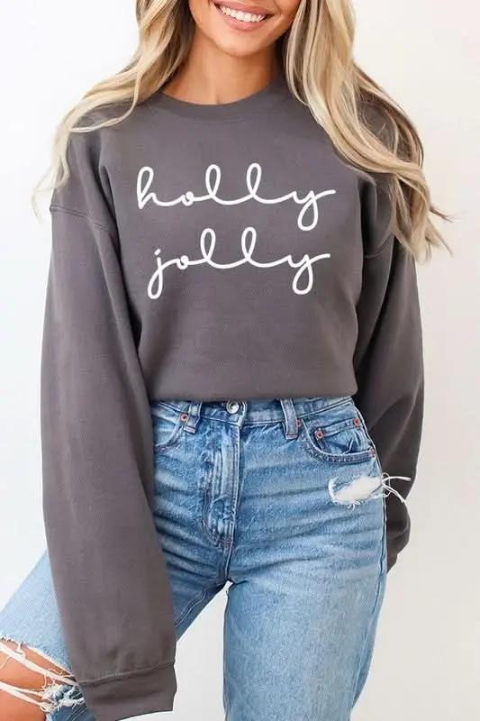 Graphic Fleece Sweatshirt Women's Holiday Pullover Cozy Fit