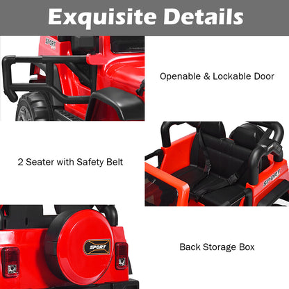 HoneyJoy 12V 2-Seater RC Electric Truck for Kids with Storage - Red
