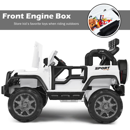 HoneyJoy 12V 2-Seater RC Electric Truck for Kids with Storage - White