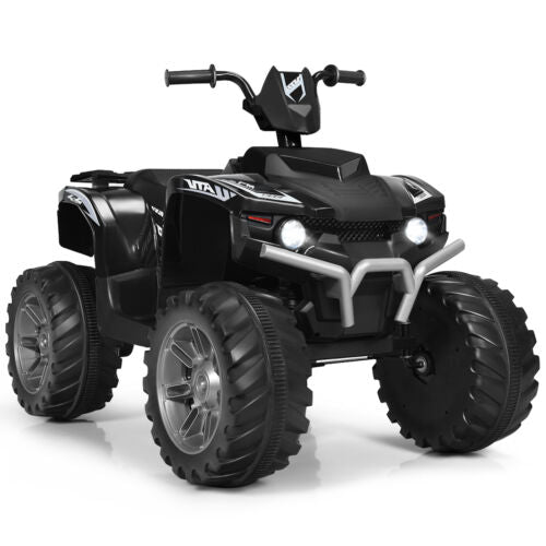 HoneyJoy 12V Kids ATV Quad Ride On Car with LED Light & Music - Black