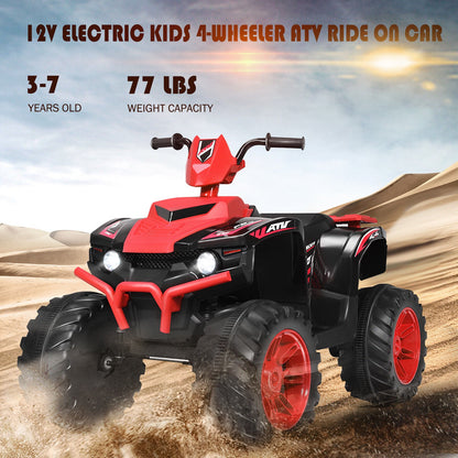 HoneyJoy 12V Kids ATV Quad Ride On Car with LED Light & Music - Red