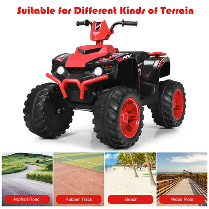 HoneyJoy 12V Kids ATV Quad Ride On Car with LED Light & Music - Red