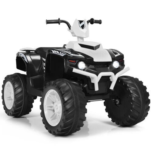 HoneyJoy 12V Kids ATV Quad Ride On Car with LED Light & Music - White