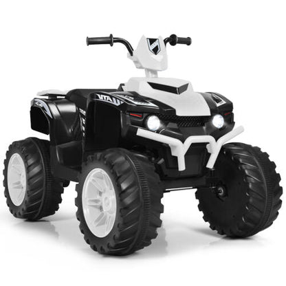 HoneyJoy 12V Kids ATV Quad Ride On Car with LED Light & Music - White