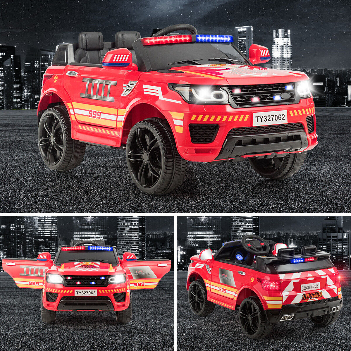 HoneyJoy 12V Kids Ride On Electric Truck with LED Lights in Red