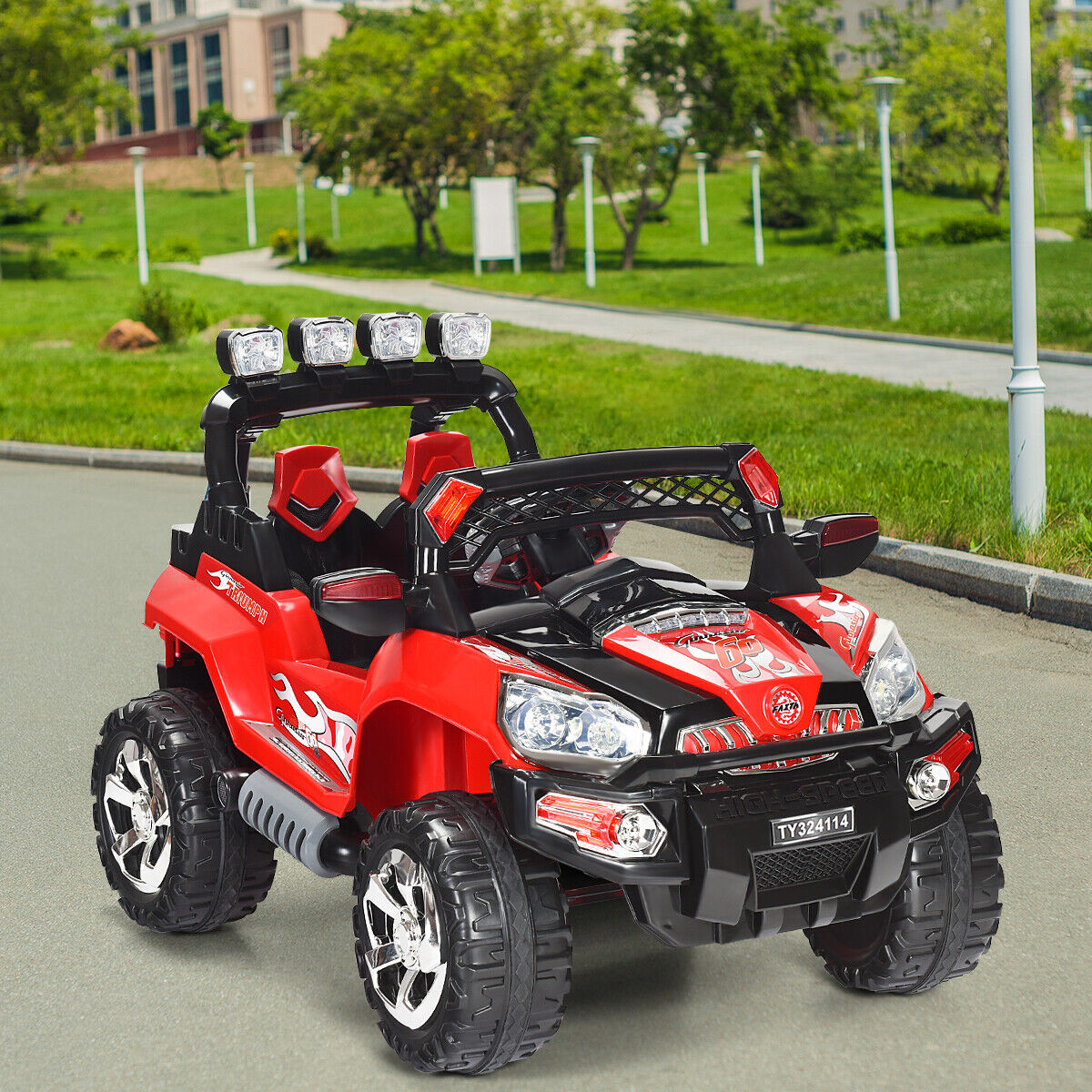 HoneyJoy 12V Kids Ride On Truck Car SUV with Remote Control, LED Lights, and MP3 Player - Perfect Christmas Gift