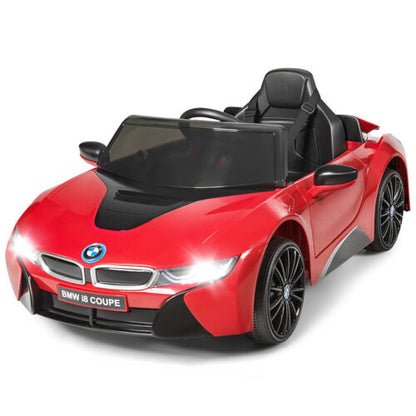 HoneyJoy 12V Licensed BMW I8 Kids Ride On Car with Remote Control, MP3 Player, and LED Lights in Red