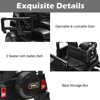 HoneyJoy 2 Seater Ride On Truck for Kids - 12V RC Electric Vehicle with Storage