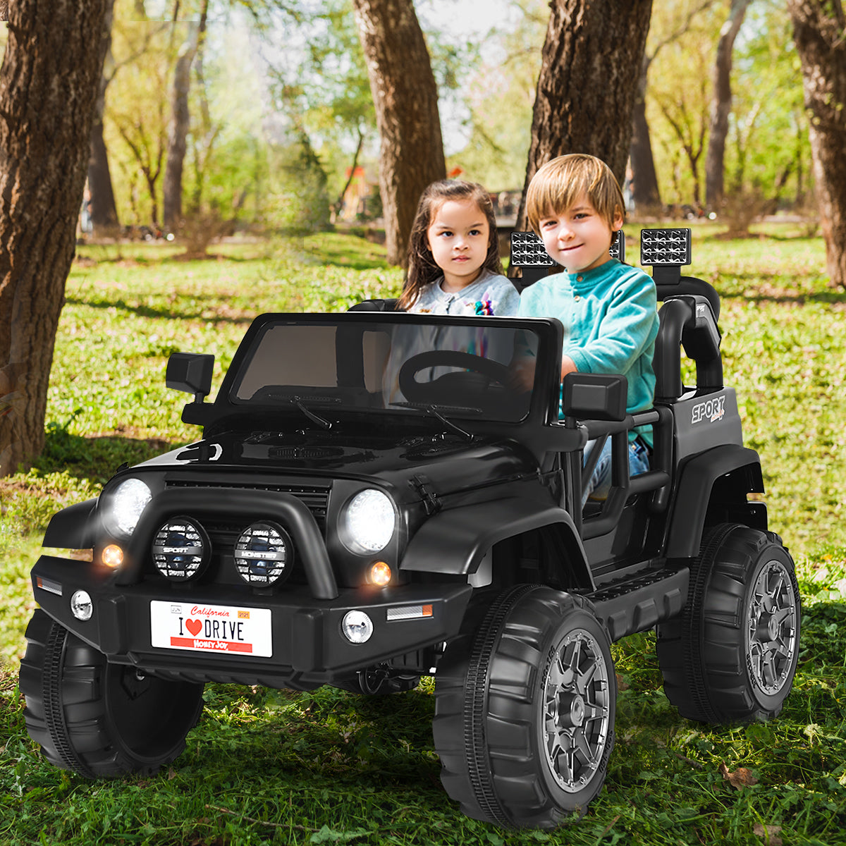 HoneyJoy 2 Seater Ride On Truck for Kids - 12V RC Electric Vehicle with Storage