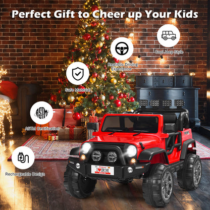 HoneyJoy 2 Seater Ride On Truck for Kids - 12V RC Electric Vehicle with Storage