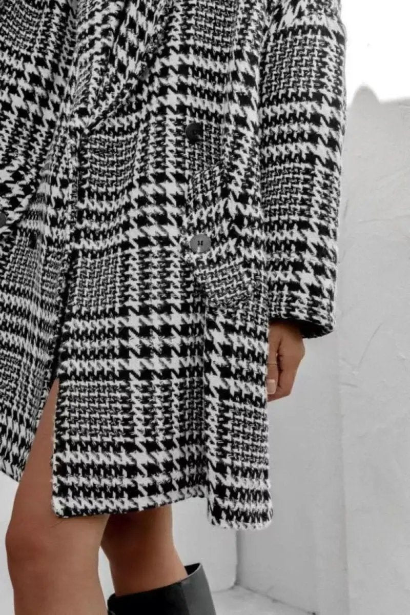 Trendsi Houndstooth Coat Women's Pocketed Jacket