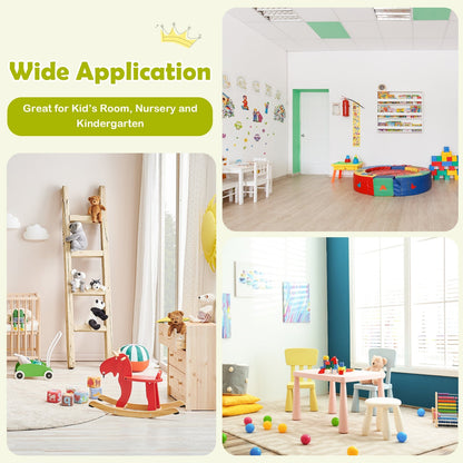5 pcs Kids Pine Wood Table Chair Set-Clear