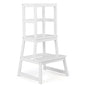 2-in-1 Multifunctional Toddler Step Stool with Safety Rail-White