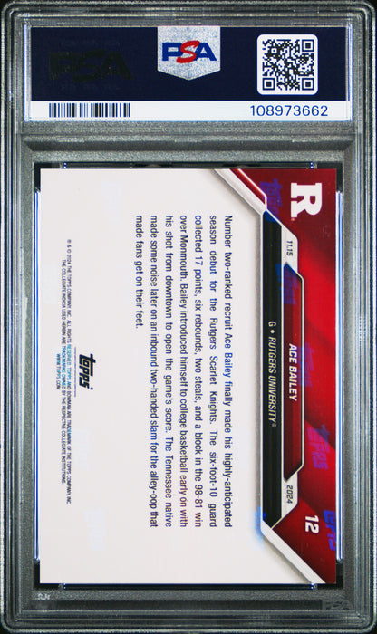 Graded 2024 Topps Bowman U Now Ace Bailey #12 Rookie RC Basketball Card PSA 9 Mint