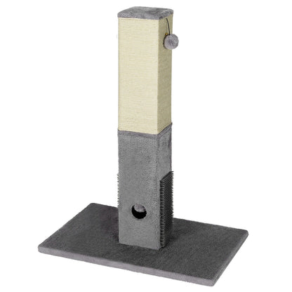 31 inch Tall Cat Scratching Post Claw Scratcher with Sisal Rope and 2 plush Ball-Gray