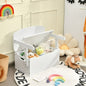 3-in-1 Kids Convertible Storage Bench Wood Activity Table and Chair Set-White
