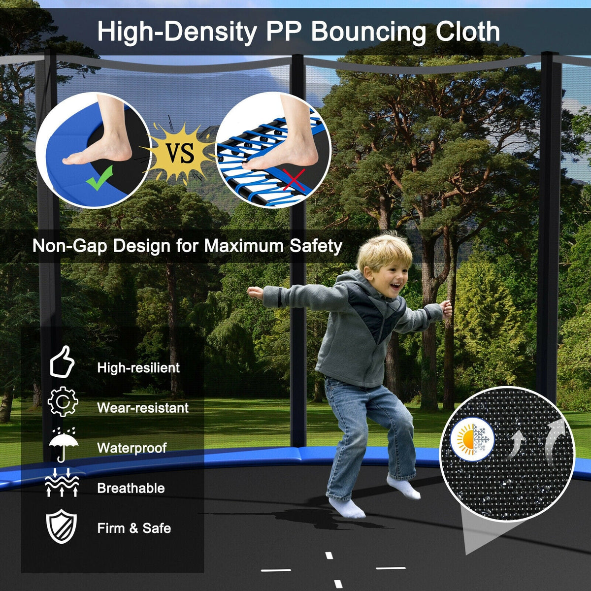 8/10/12/14/15/16Feet Outdoor Trampoline Bounce Combo with Safety Closure Net Ladder-10 ft