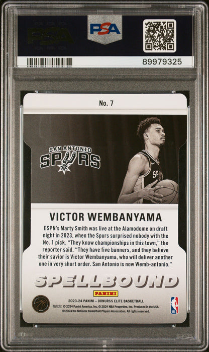 Graded 2023 Panini Donruss Elite Victor Wembanyama #7 Spellbound Orange DC Rookie RC Basketball Card PSA 10 Gem Mint