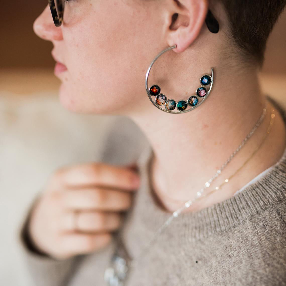 Nebula Rainbow Pride Hoop Earrings